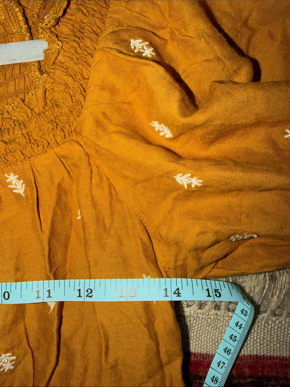 Old Navy Women's Mustard Embroidered Folk Art Peasant Blouse